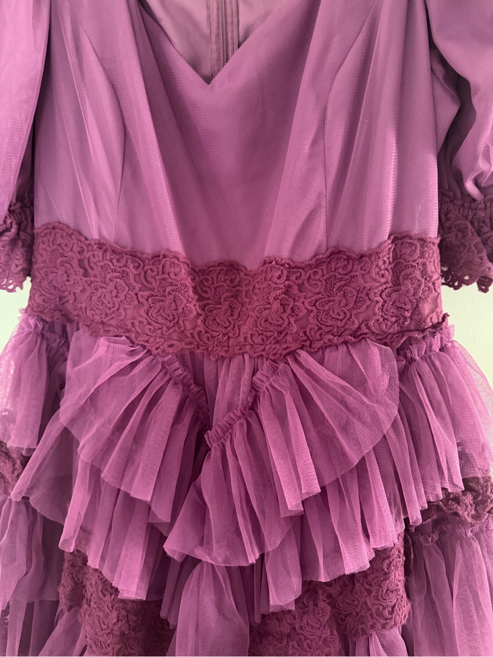 JessaKae Tiered Tulle Maxi Dress XL Plum Fairycore Renaissance    Regencycore - Picture 4 of 11